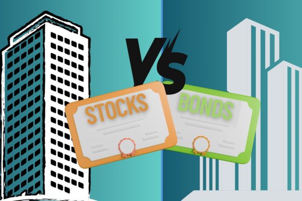 Explicación visual de bonos vs acciones para inversores